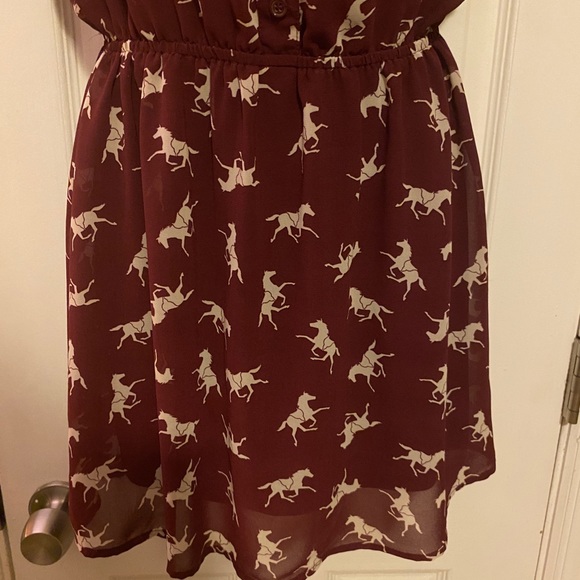 Mimi Chica Horse Pattern Dress Brick Red Size Small - Picture 3 of 8